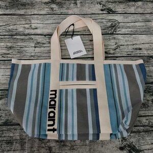 Isabel Marant Blue and Gray Striped Tote